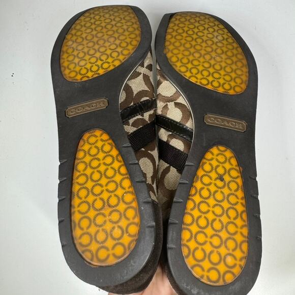 Coach Kathleen Sneakers 10M Brown Signature C Canvas Suede Logo Stripe - Picture 11 of 11